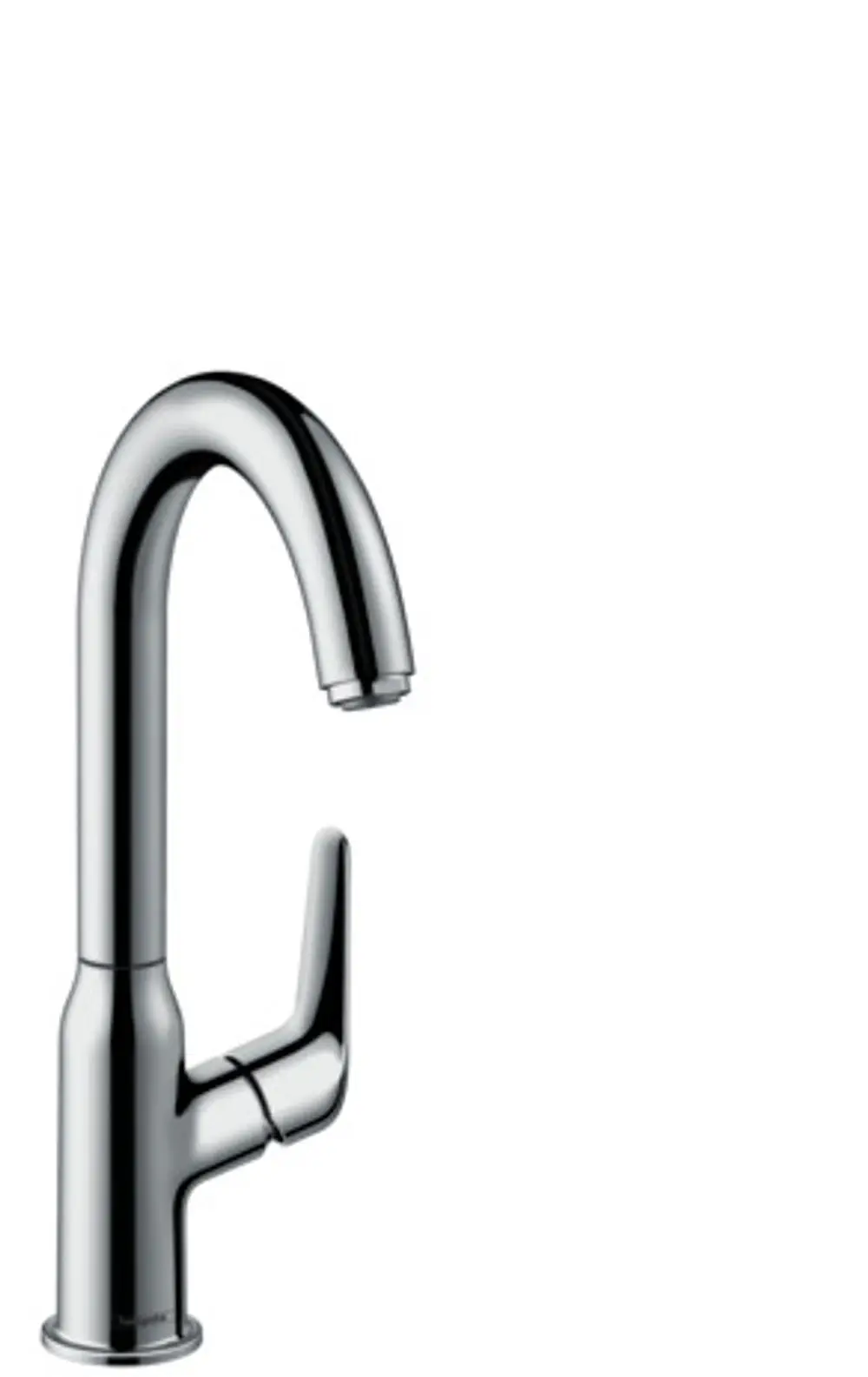 Hochglänzender Einhebel-Waschtischmischer von Hansgrohe mit Schwenkauslauf und Zugstangen-Ablaufgarnitur, in dezenter Chrom-Optik.